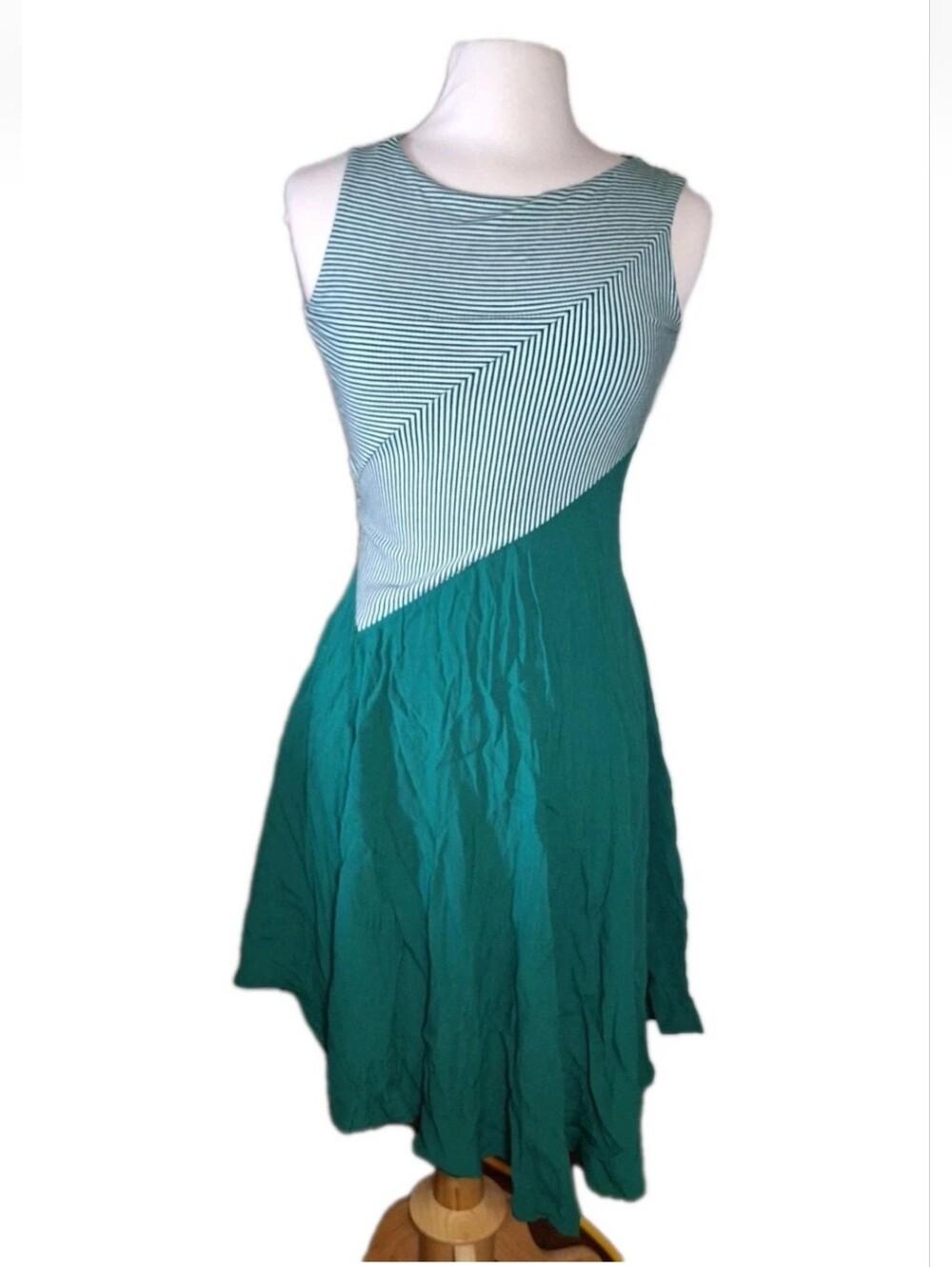 Maeve Anthropologie Cameron Green Striped Asymmetrical Sleeveless Dress Size XS